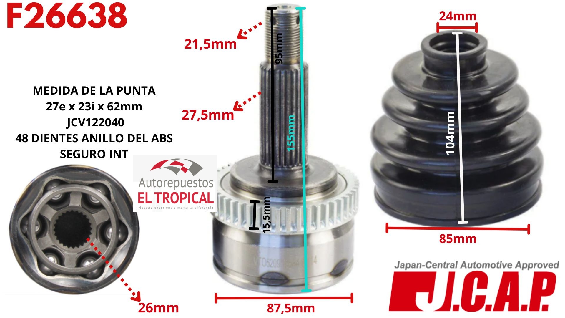 Punta de Eje   N10022H0 TUCSON 2.0 05-09 C/ABS