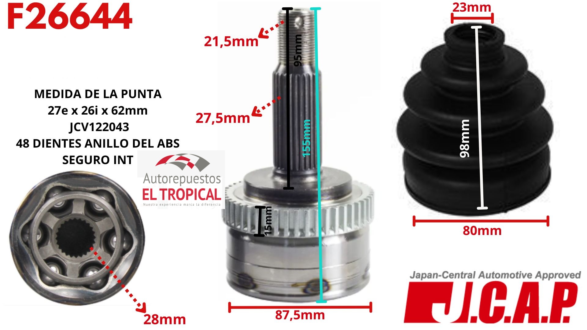 Punta de Eje   N10022H0 TUCSON 04-10 C/ABS