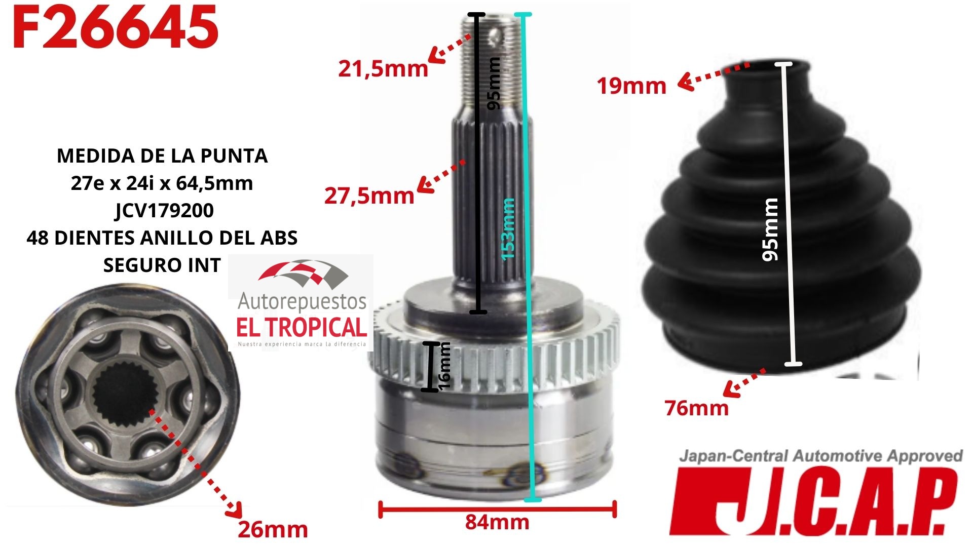 Punta de Eje   N10022H0 TUCSON 2.0 G54GC 05-,2.4 G4KE 09-