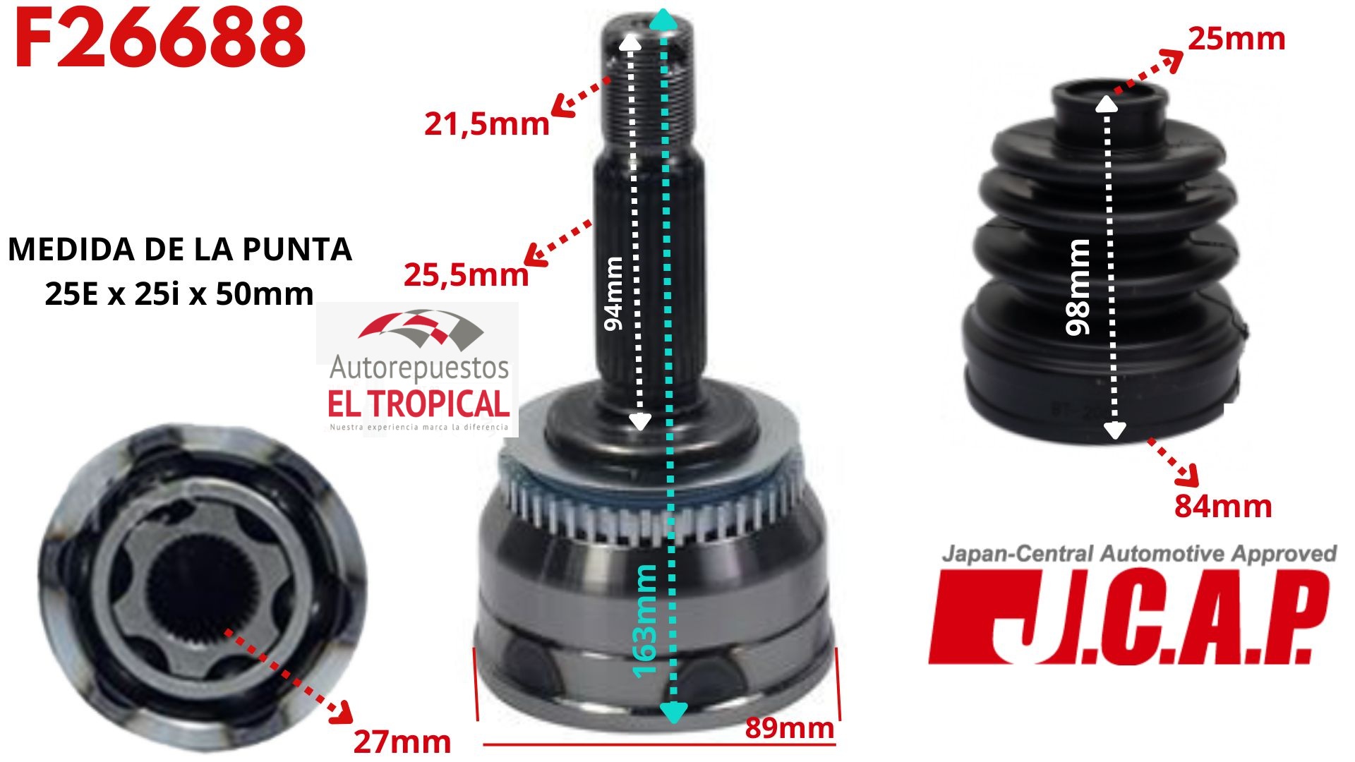 Punta de Eje N10022H0 ELANTRA 1.6 G4ED AT/MT 01-06 C/ABS