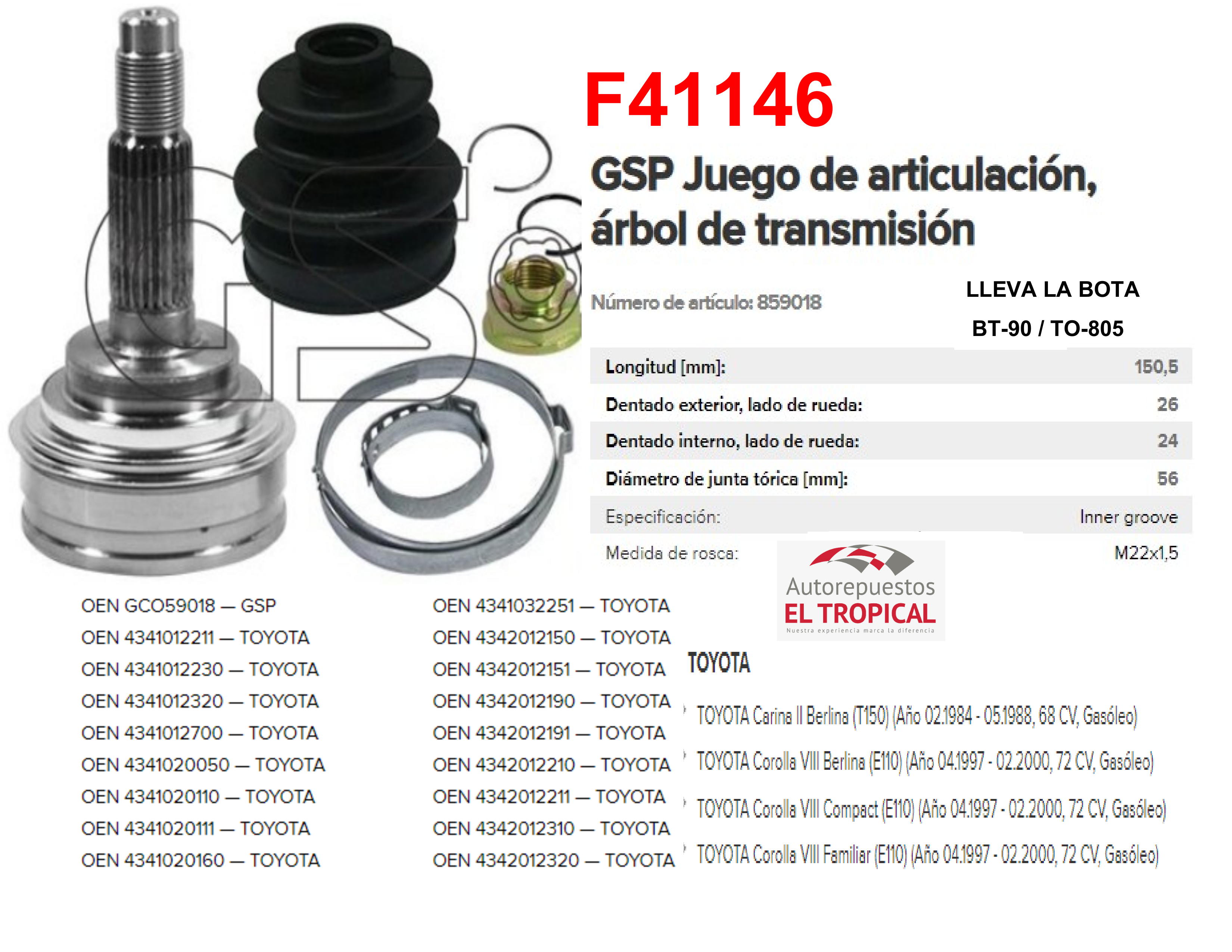 Punta Eje 301095 DE EJE RAVA 94-/CE90/100 87-