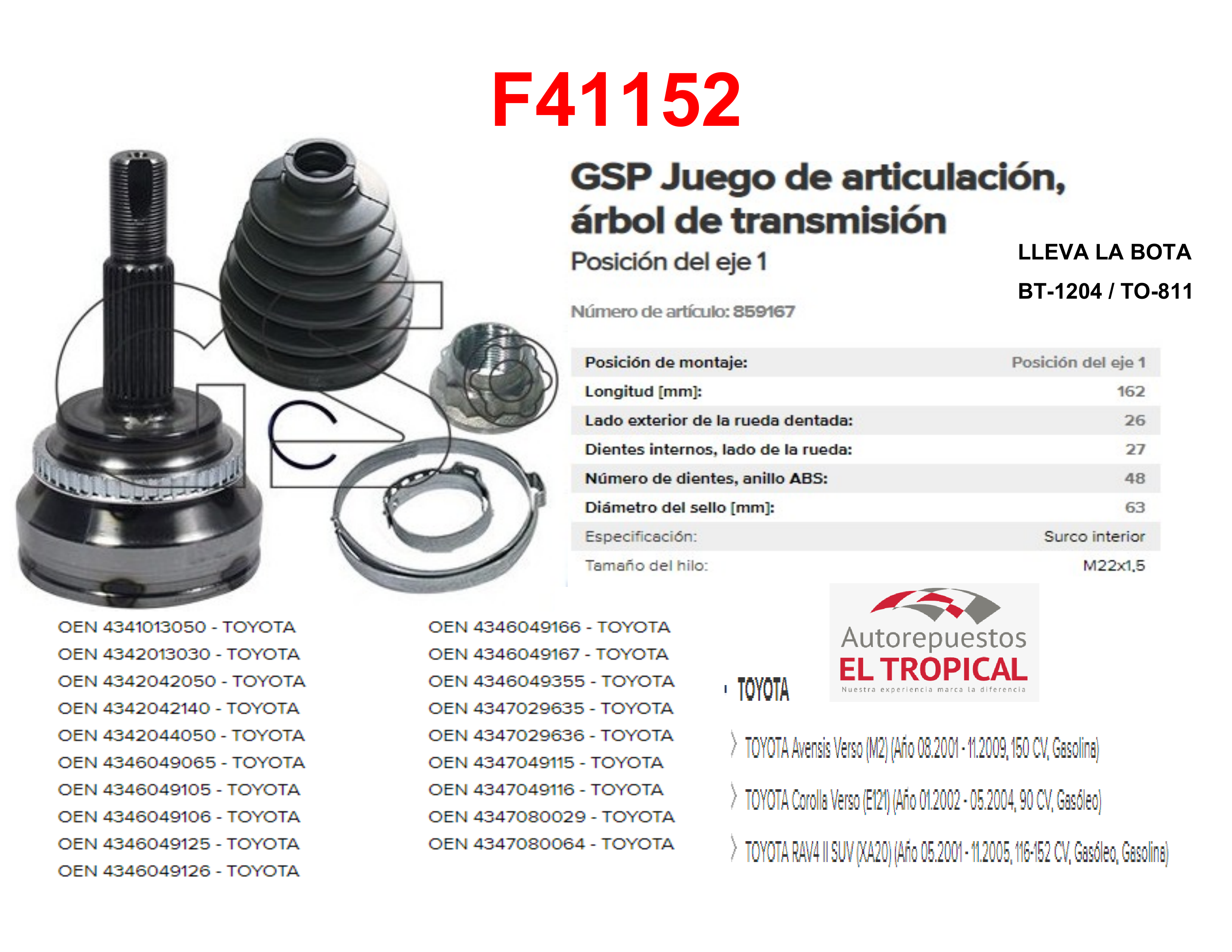 PUNTA EJE RAV4 01-05 C/ABS