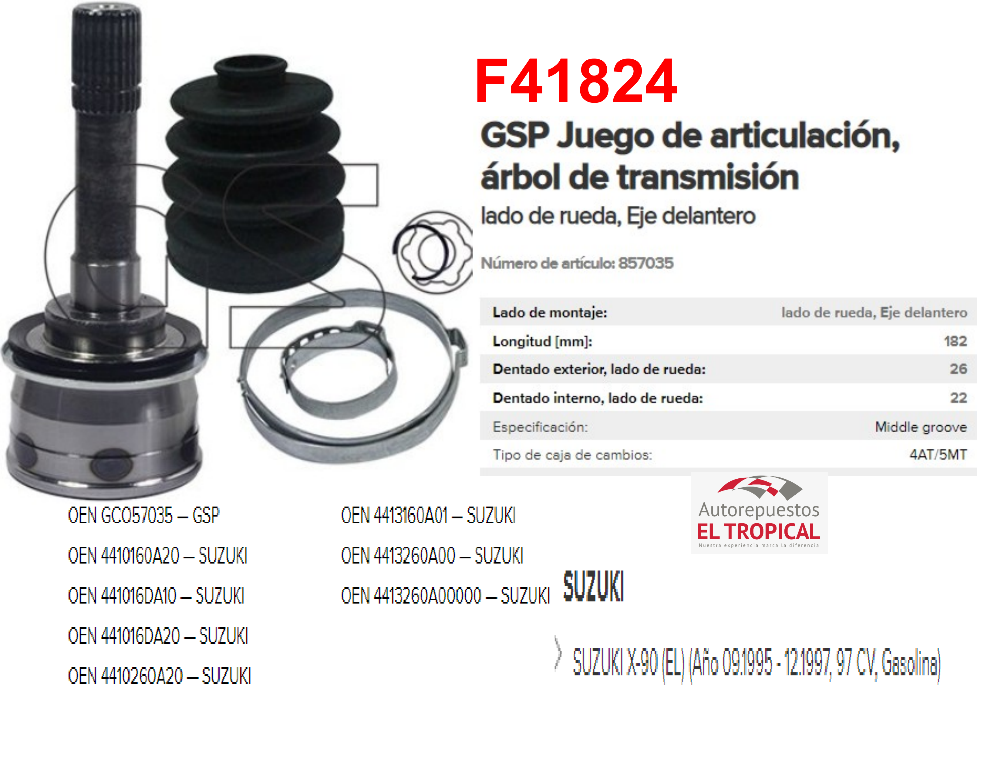 PUNTA DE EJE SIDEKICK 89-95 G16A /16V