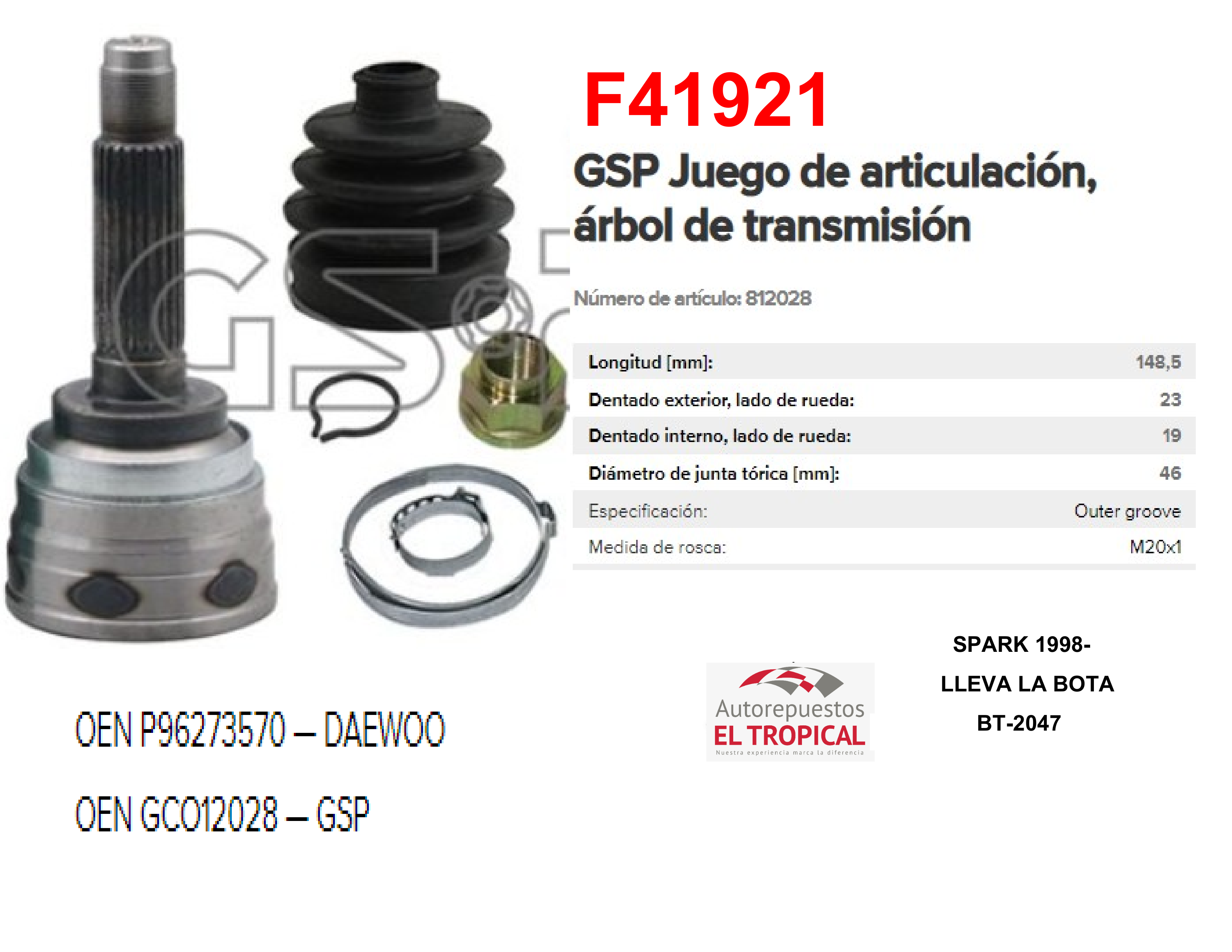 PUNTA EJE MATIZ 0.8, SPARK MT 98-