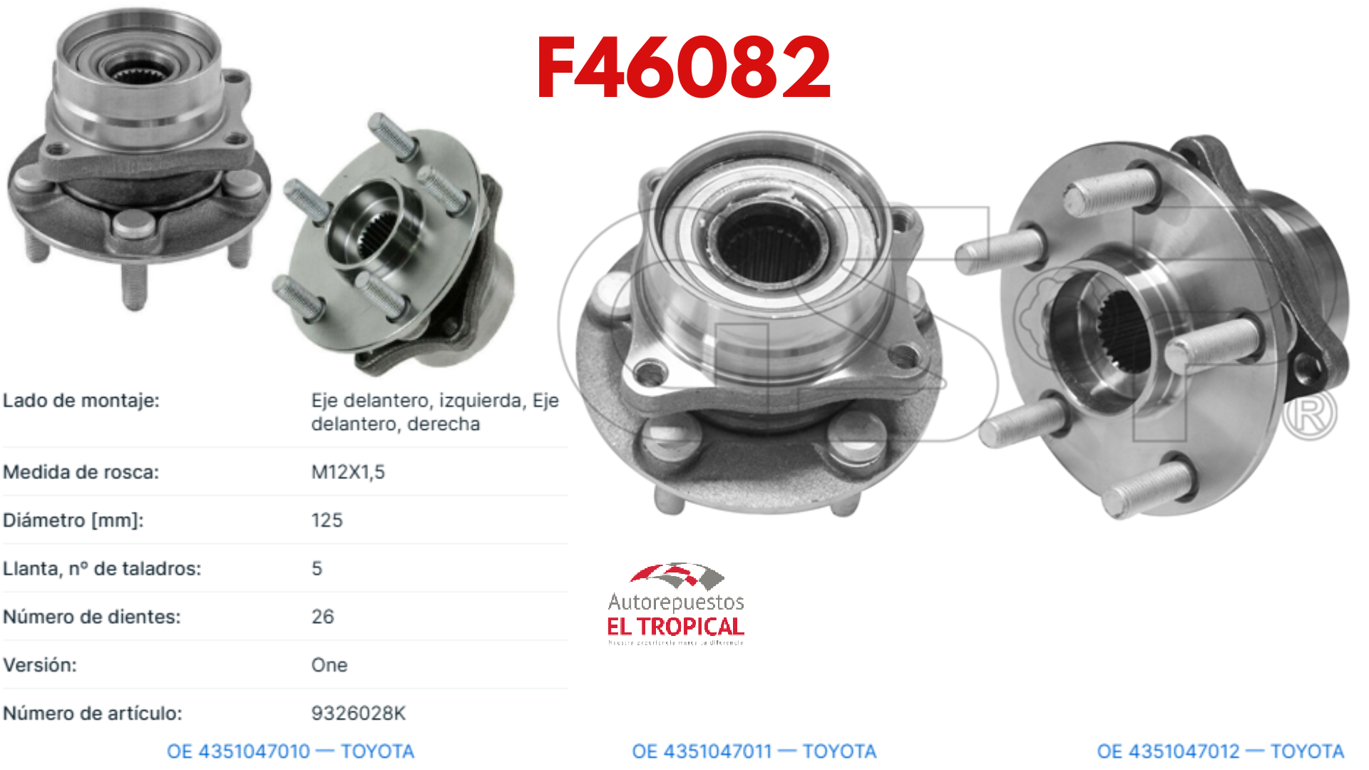 Bocina Delanteros Para Toyota Prius 1.5 03-09