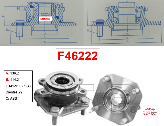 Bocina Delantero Sentra MR20DE 2007-2012 Sin ABS 4 Tacos