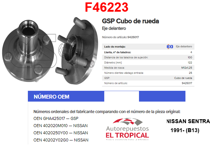 Bocina Delantero B13 40202-0M010/S0Y00