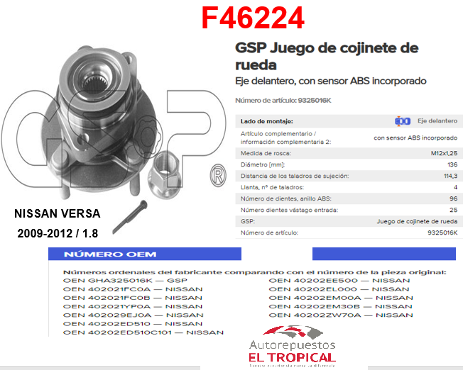 Bocina Delantero Versa 1.8 2009-2012 Con ABS 40202-IFC0A