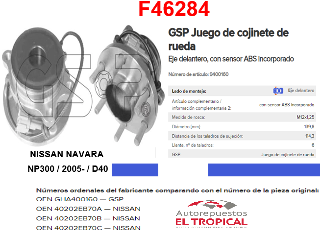 Bocina Delantero Navara 4X2 Con ABS