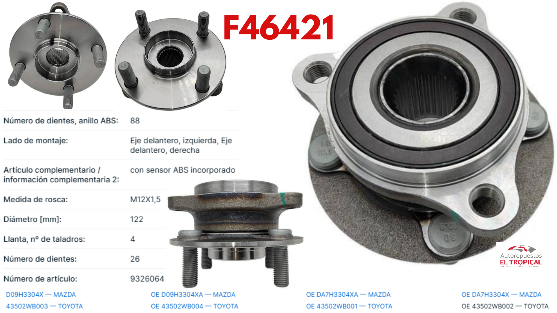 Bocina Delantero Mazda 2 14 Con ABS, Yaris