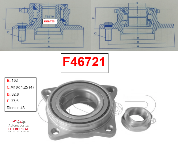 Bocina Delantero Accord 1990-1997 HUB081-44 43MM