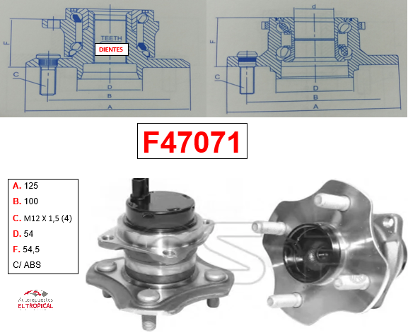 Bocina Trasera COROLLA/CORAXI C/ABS 4TACOS 00-06