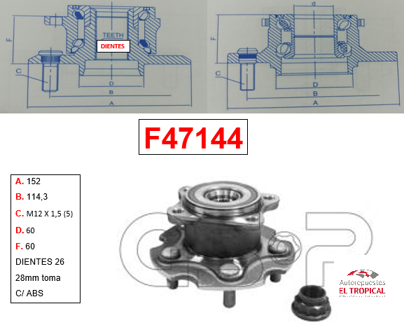 Bocina Trasera 1AZ-FE, 2AZ-FE 4X4 Con ABS 06-11