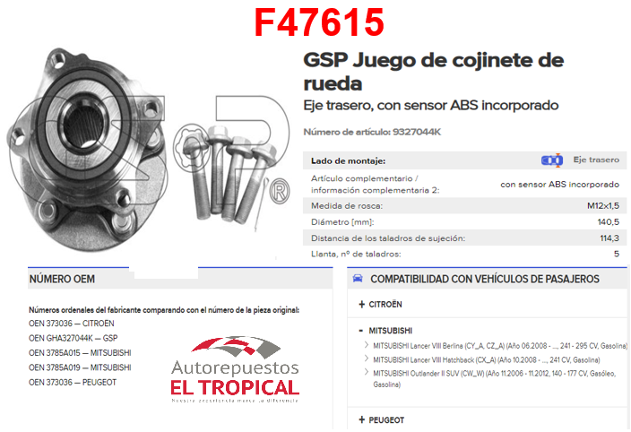 Bocina Trasera Lateral Izquierda Lancer, Outlander 2006-