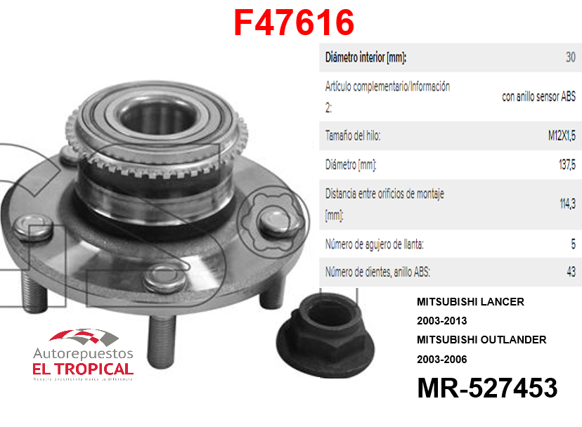 Bocina Trasera Lancer 1992-2003 03- C/ABS