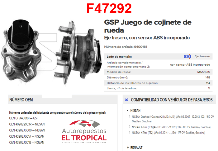 Bocina Trasera Qashqai, X-Trail 2.0 07-
