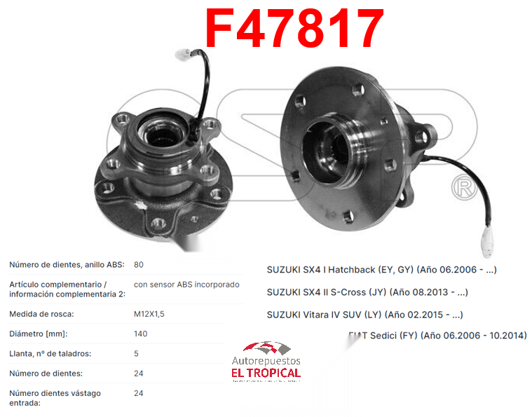 Bocina Trasera SX4 06-,VITARA 15- C/ABS