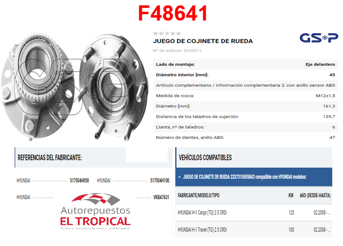 Bocina Delantero H1 08- Con ABS