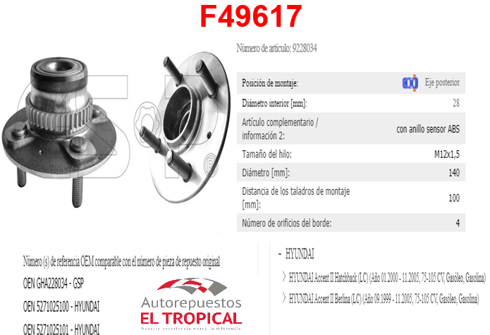 Bocina Trasera Accent 2000-2005 Con ABS