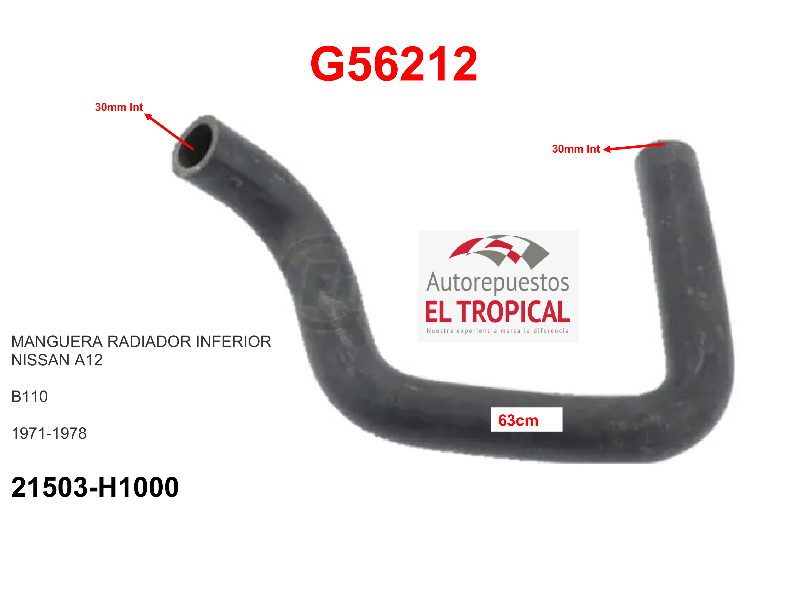 Manguera radiador inferior B110 74-78