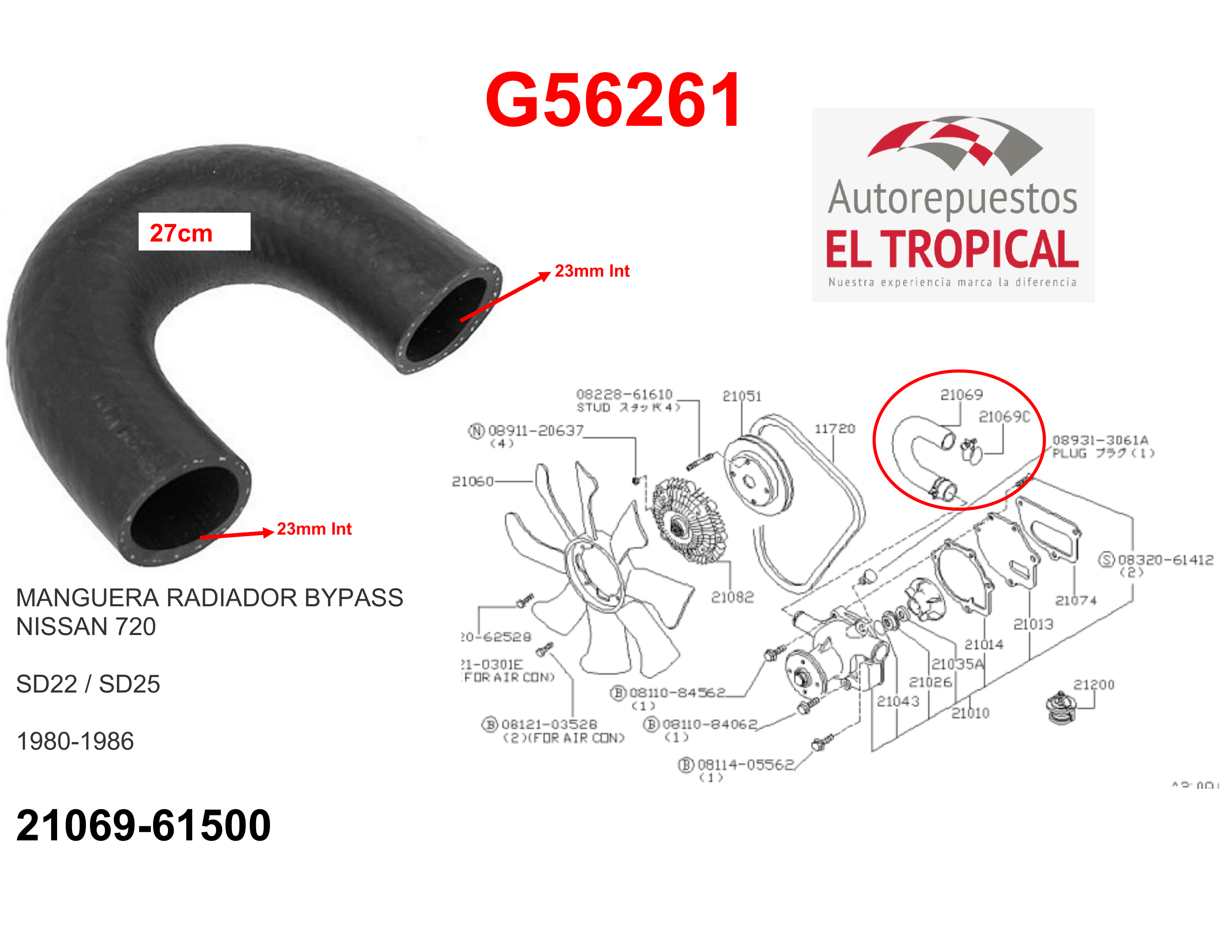 Manguera radiador bypass SD22