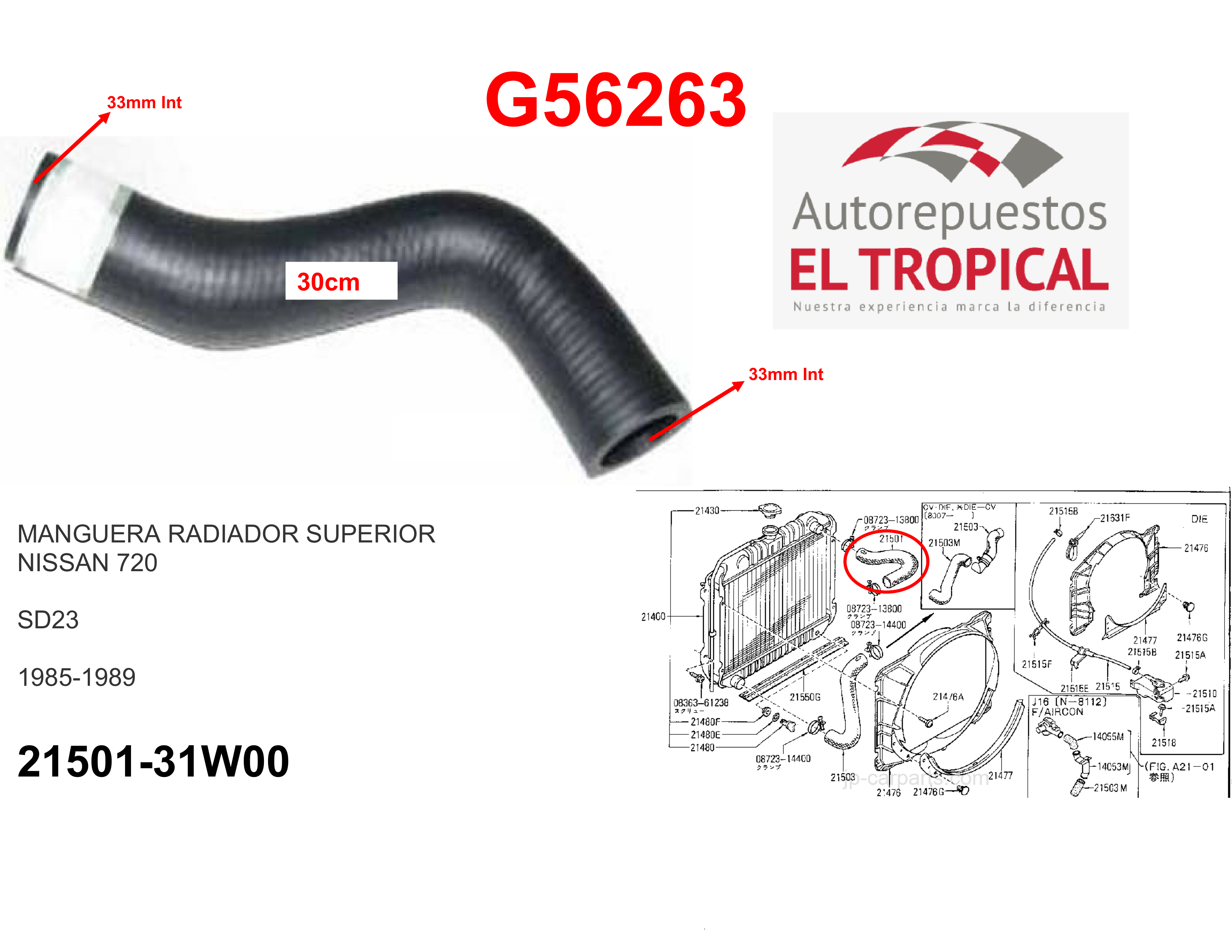 Manguera radiador superior 720 85-89