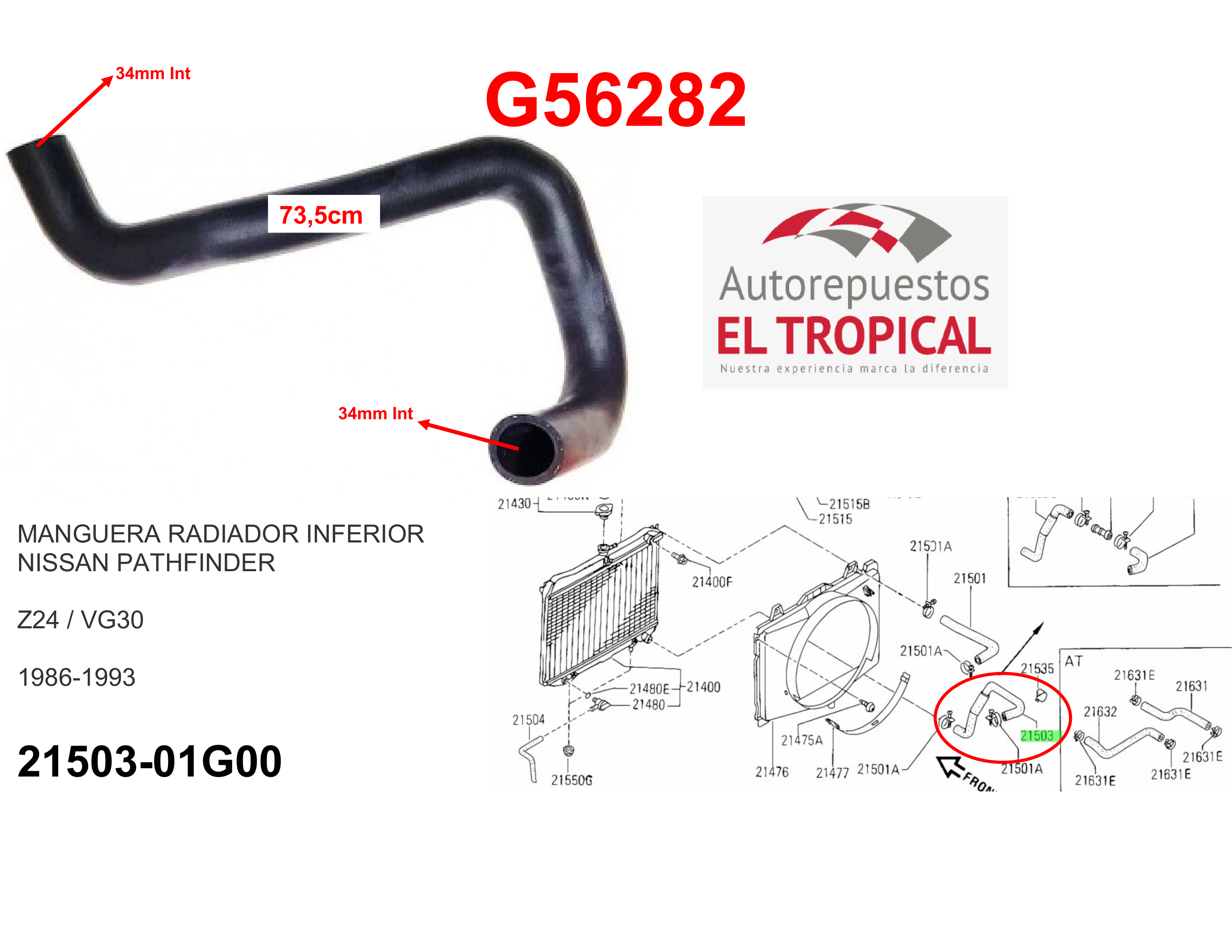 Manguera radiador inferior 720 86-97 4X2