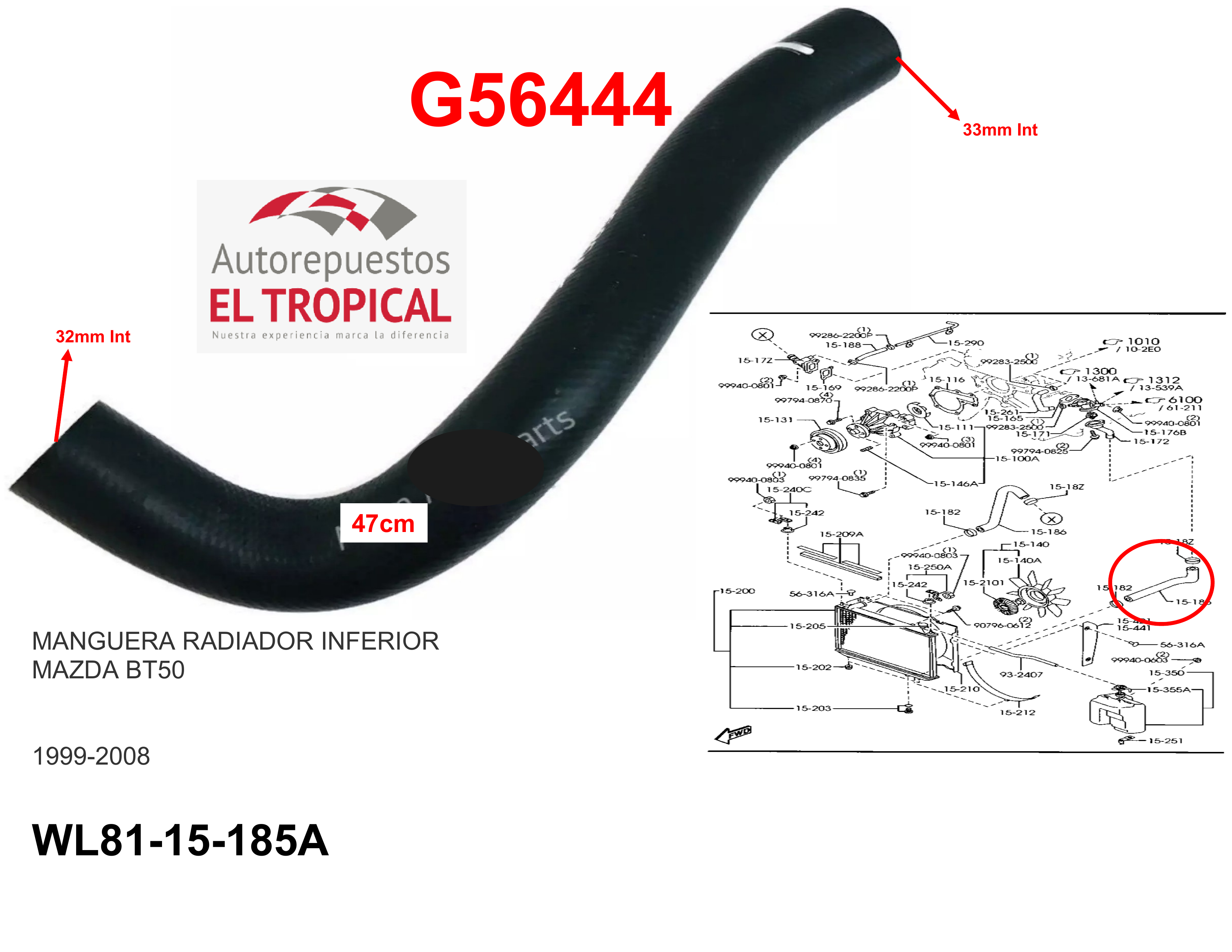 Manguera radiador inferior BT50
