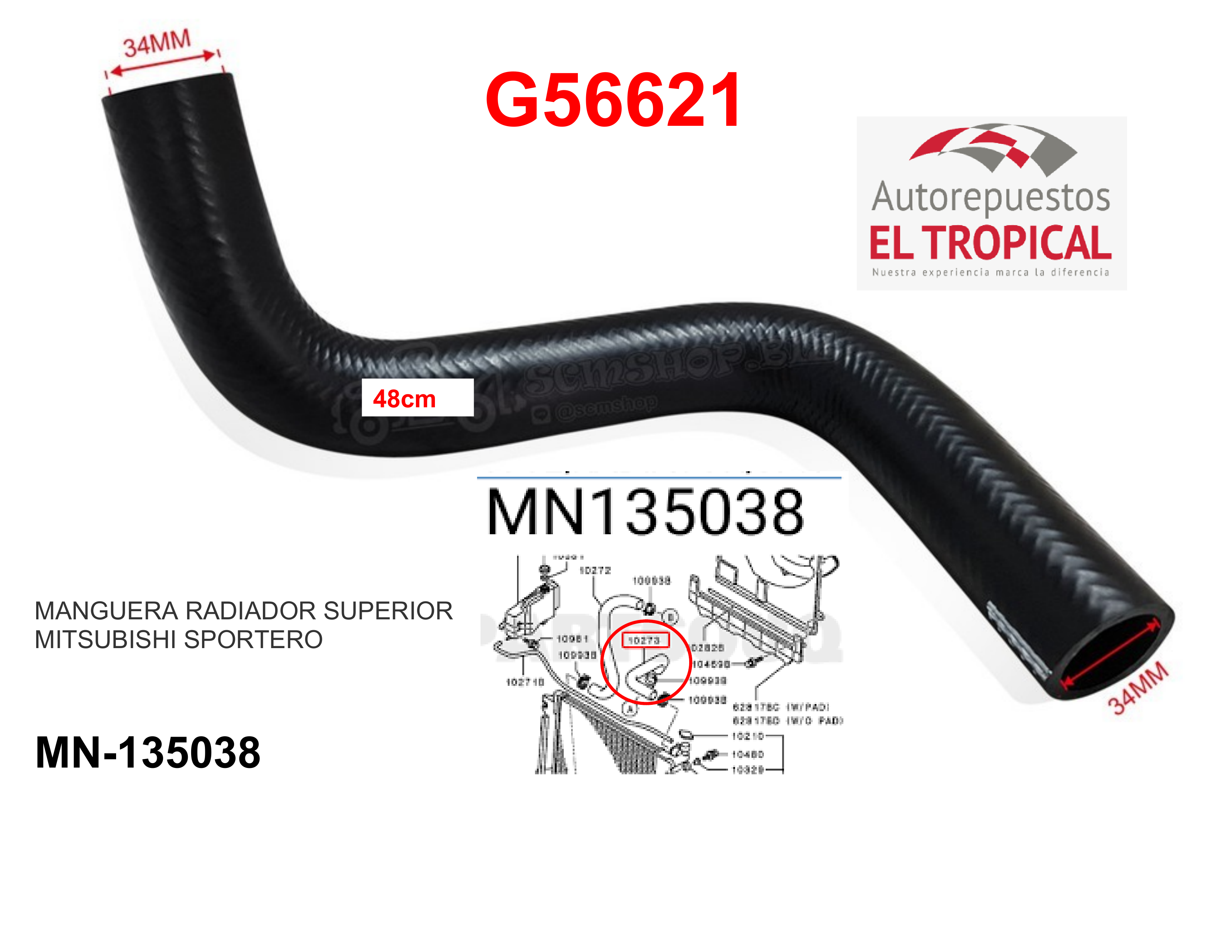 Manguera radiador superior KA4T 2.5 8V SPORTERO