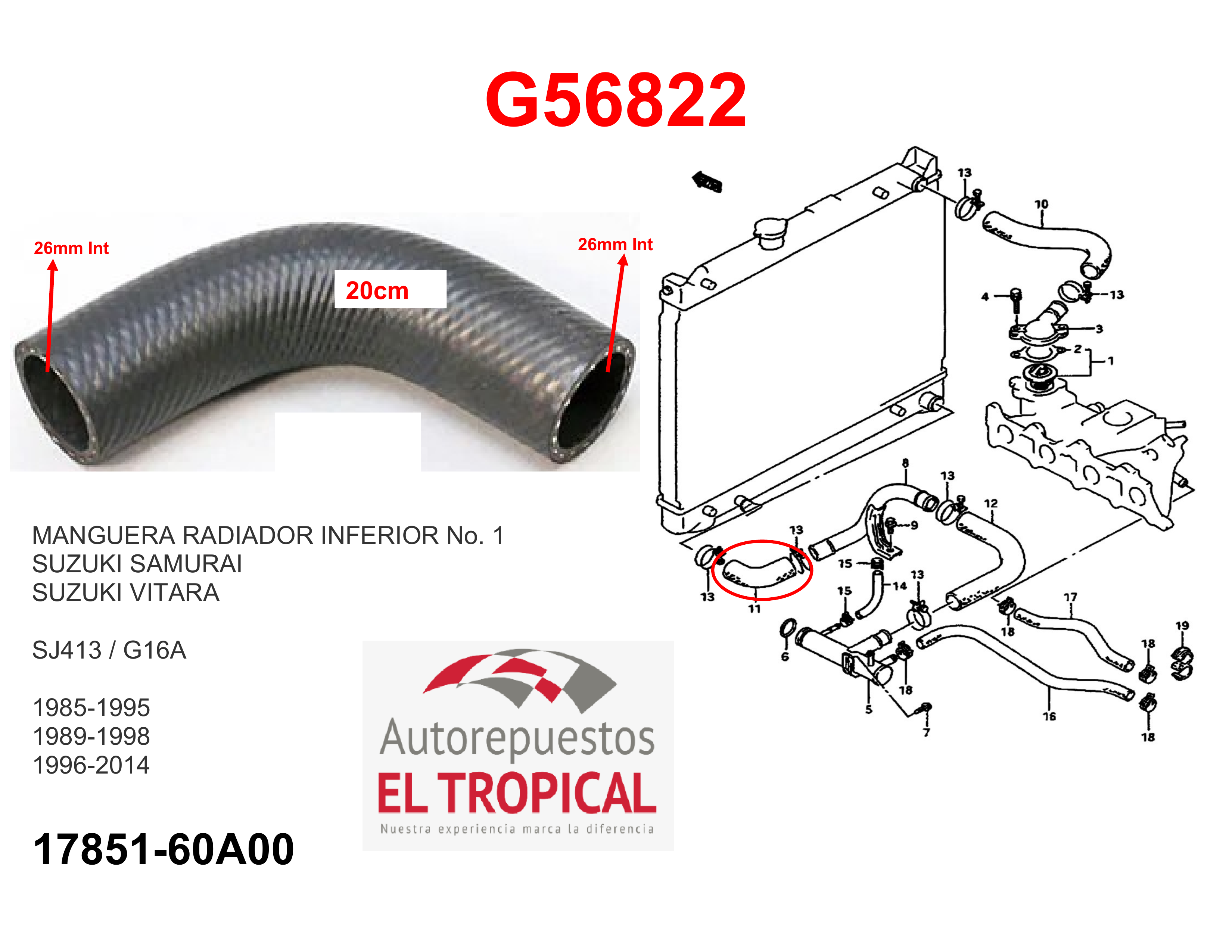 Manguera radiador inferior VITARA 89-98