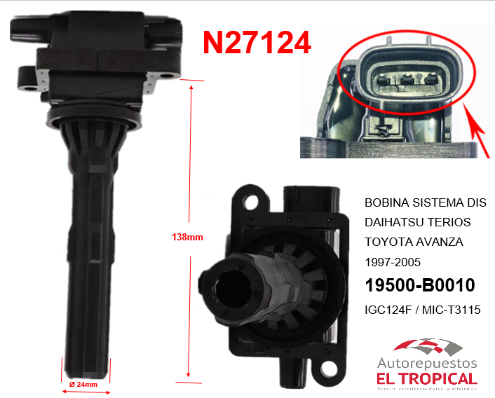 BOBINA DELANTERO Sistema TERIOS 1.3 97-05