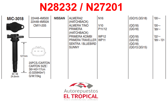BOBINA DELANTERO Sistema JPC-1039 B15