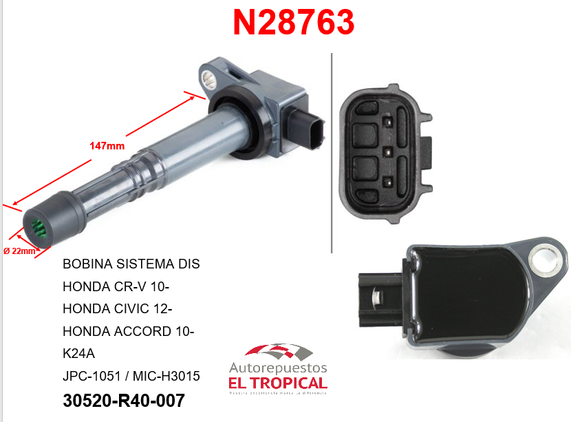 BOBINA DELANTERO Sistema JPC-1051 K24A CR-V, ACCORD 08-