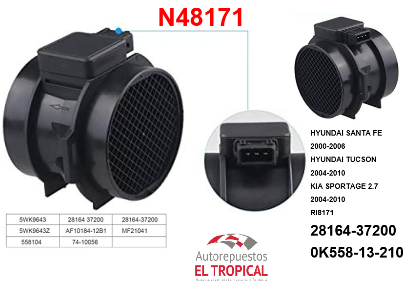SENSOR DE FLUJO DE Aire Tucson, TUCSON,SPORTAGE 2.7 RI8171