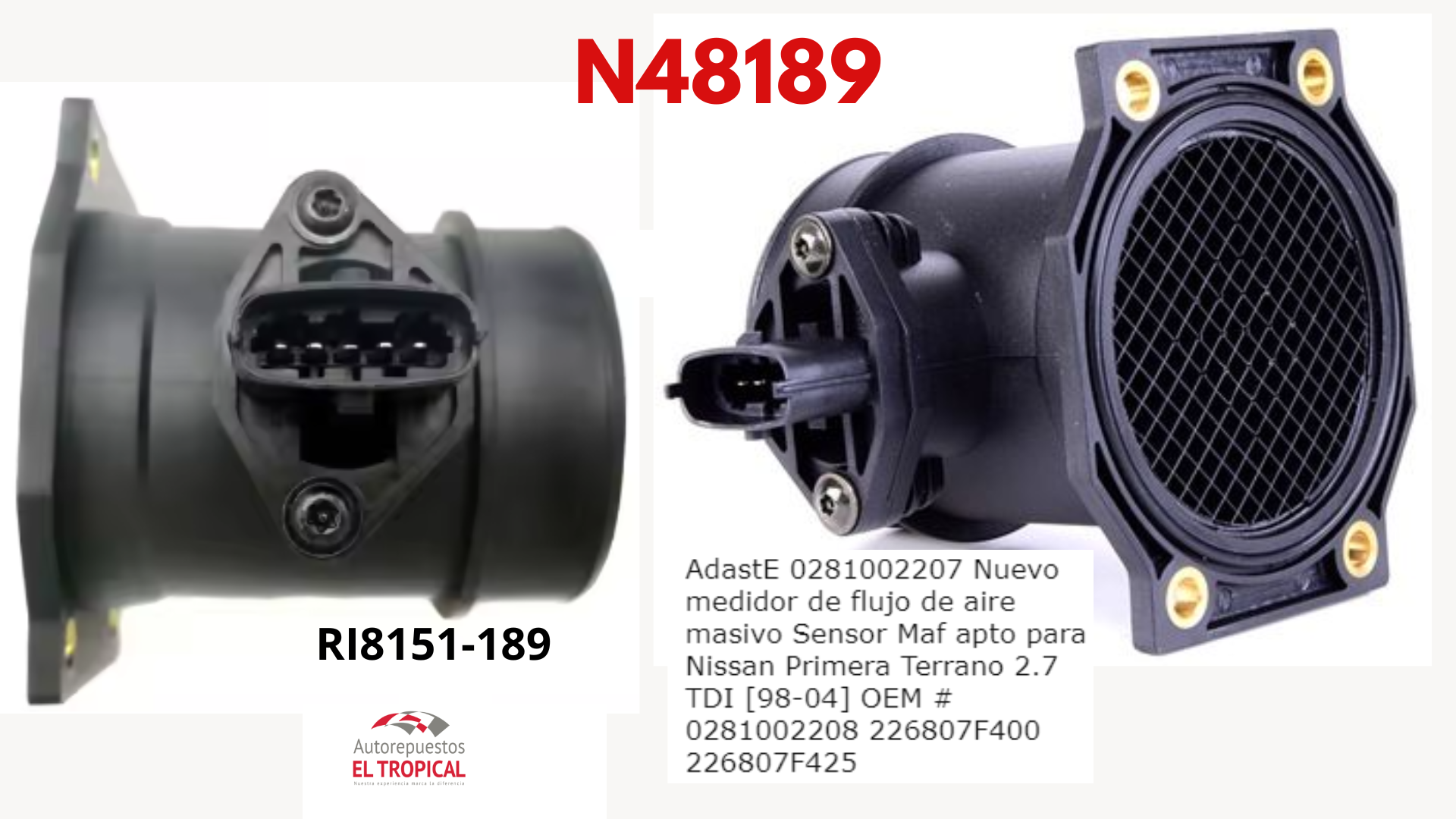 SENSOR DE FLUJO DE  Aire Tucson, TERRANO TD2.7 98- RI8189