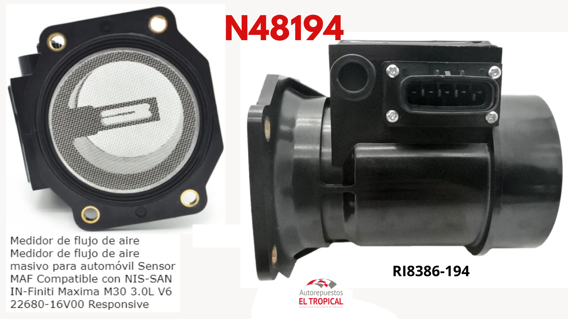SENSOR DE FLUJO DE Aire Tucson, MAXIMA VG30 89-94 RI8194