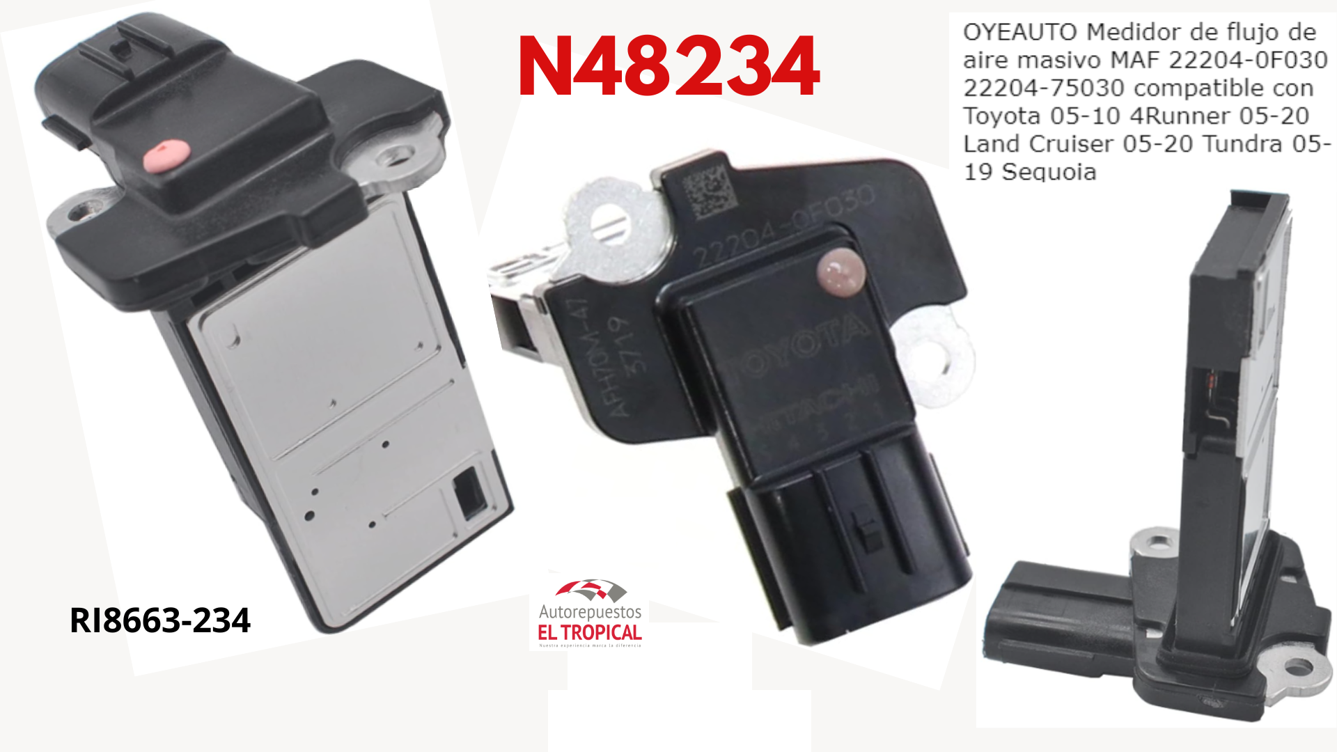 SENSOR DE FLUJO DE  Aire Tucson, 3RZ,2RZ,2TRFE RI8234 3RZ-433