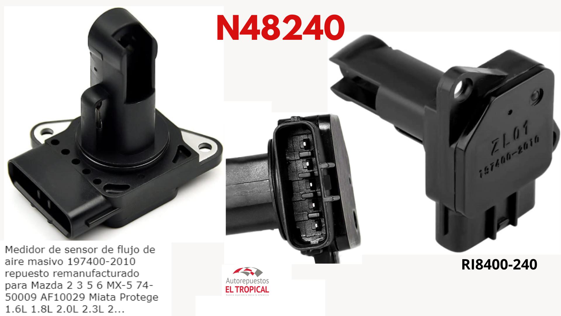 SENSOR DE FLUJO DE Aire Tucson, MAZDA 3/5/6 MPV II RI8240