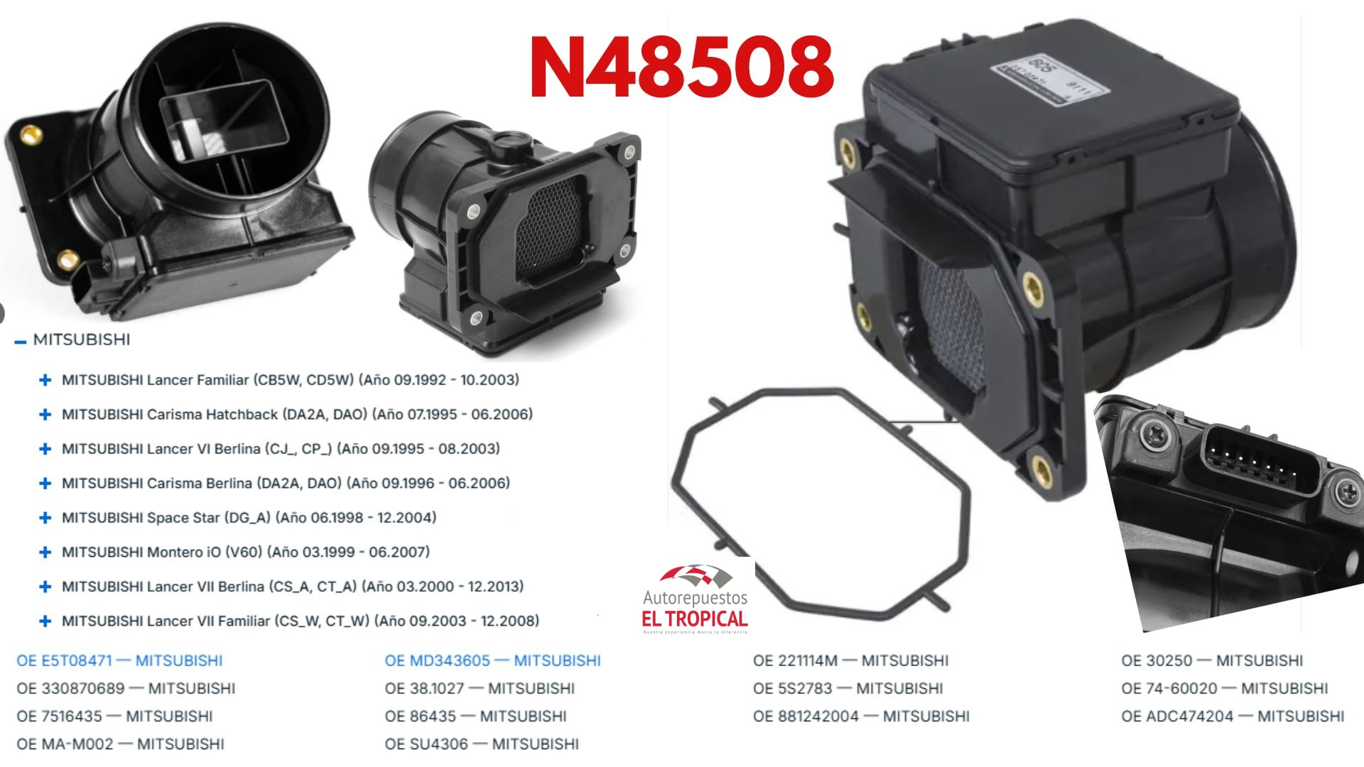 SENSOR DE FLUJO DE Aire Tucson, MONTERO SPORT 2.4, LANCER 2.0