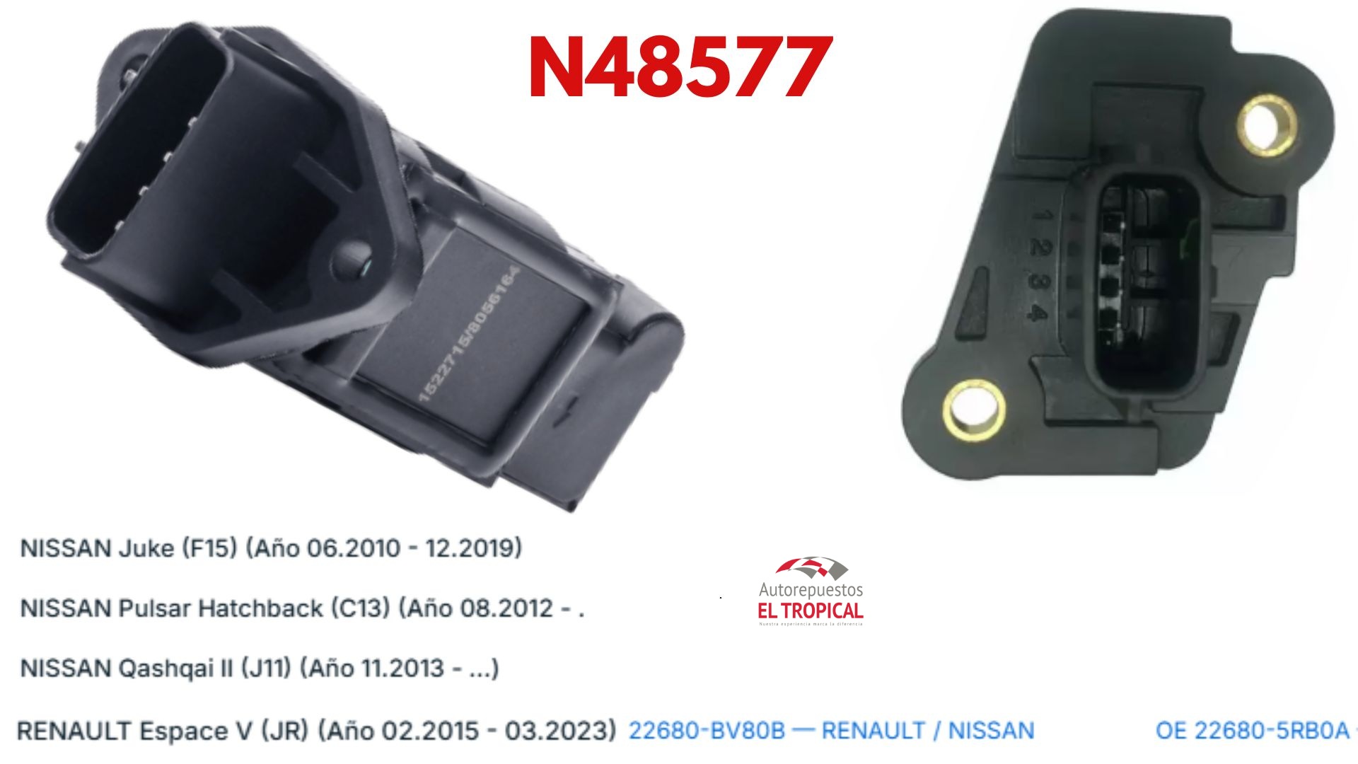 SENSOR DE FLUJO DE Aire Tucson, QASHQAI 13-,X-TRAIL 13-,PULSAR12