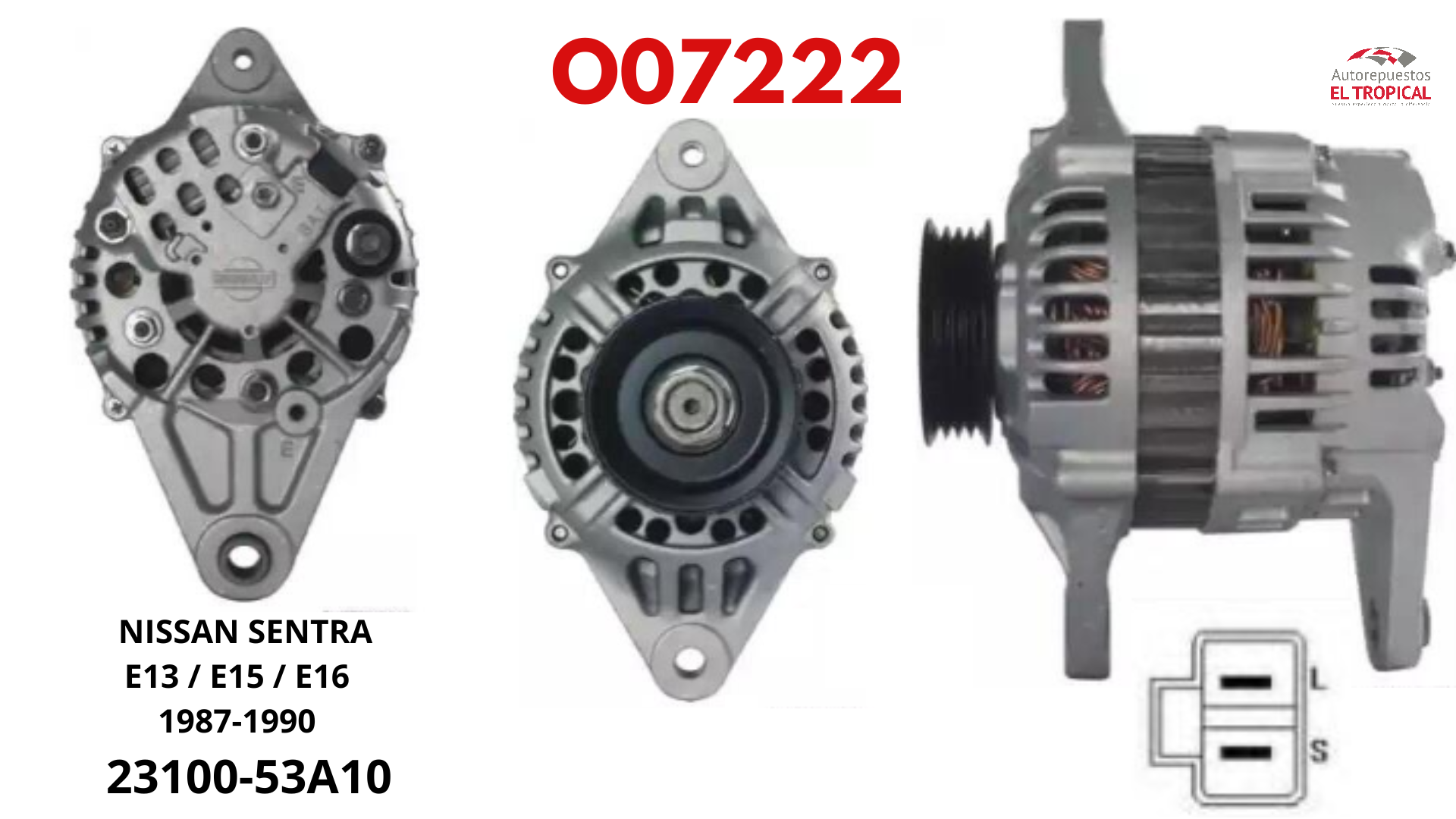 Alternador  REC.E13/15/16 87-90 60A POLEA