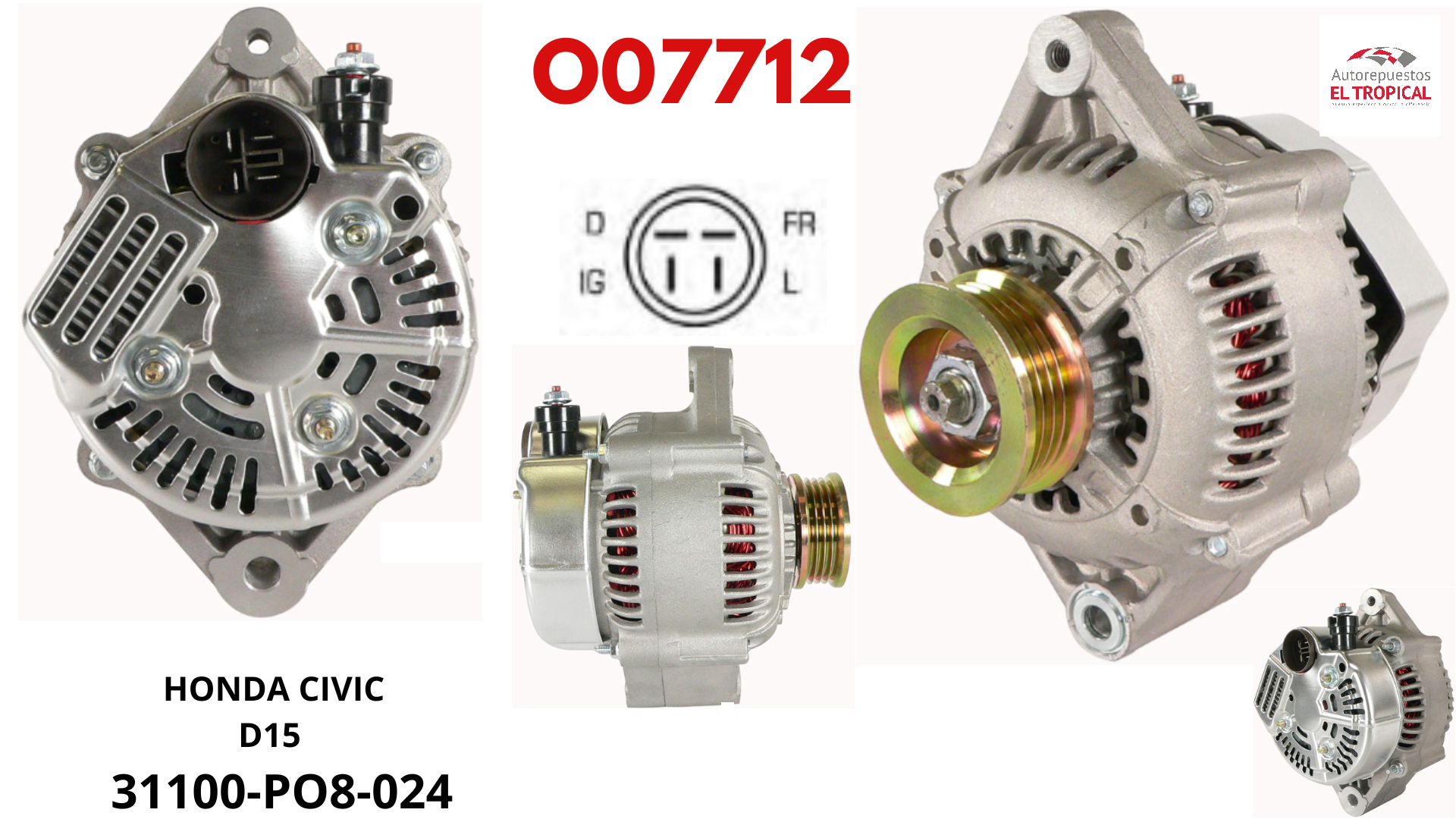 ALTERNADOR NUEVO CIVIC 93-95 D15B