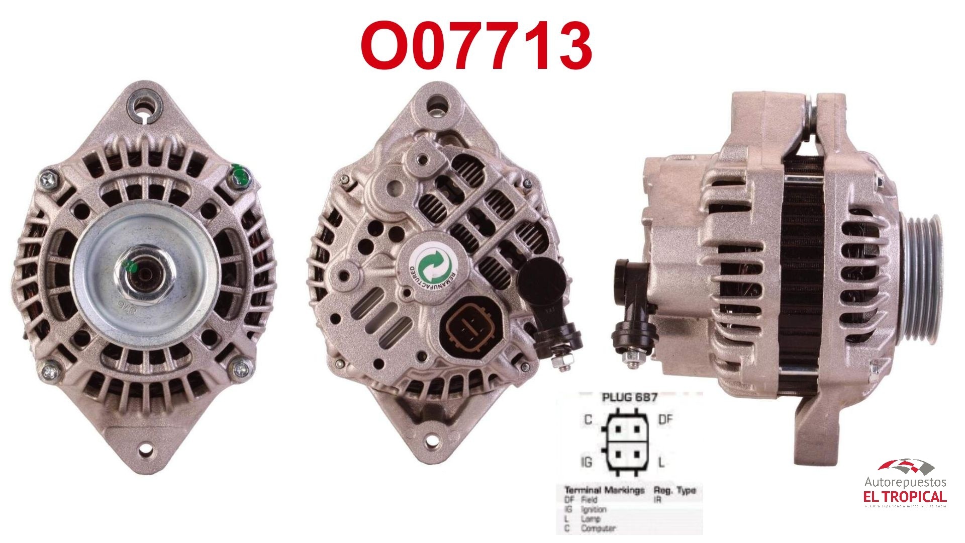 Alternador REC.CIVIC 96- 12V 75A