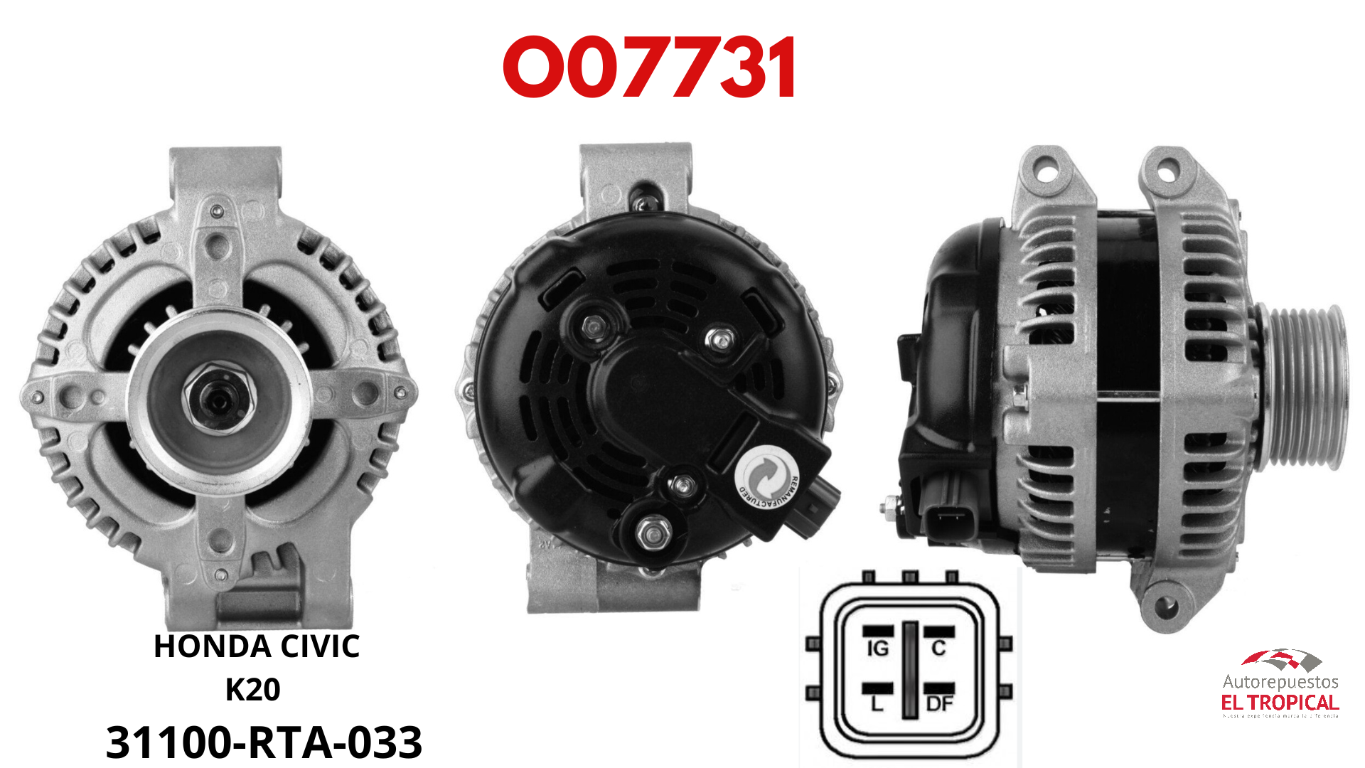ALTERNADOR NUEVO CIVIC K20 06-