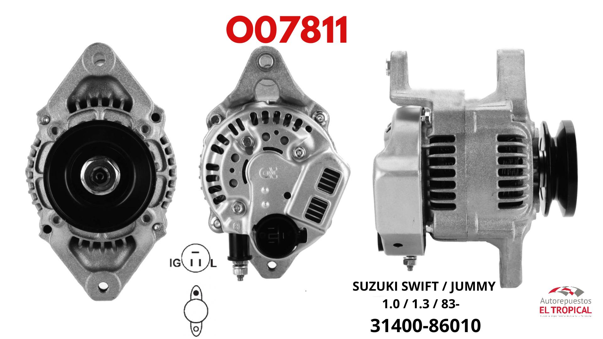 Alternador REC.SWIFT 1.0/1.3 83-, JIMNY