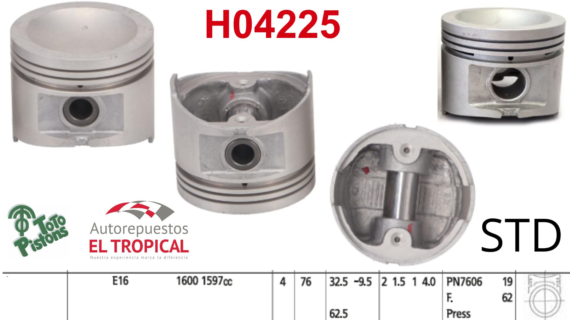 PISTONES STD E16i 87-90 B12 S/MUESCAS
