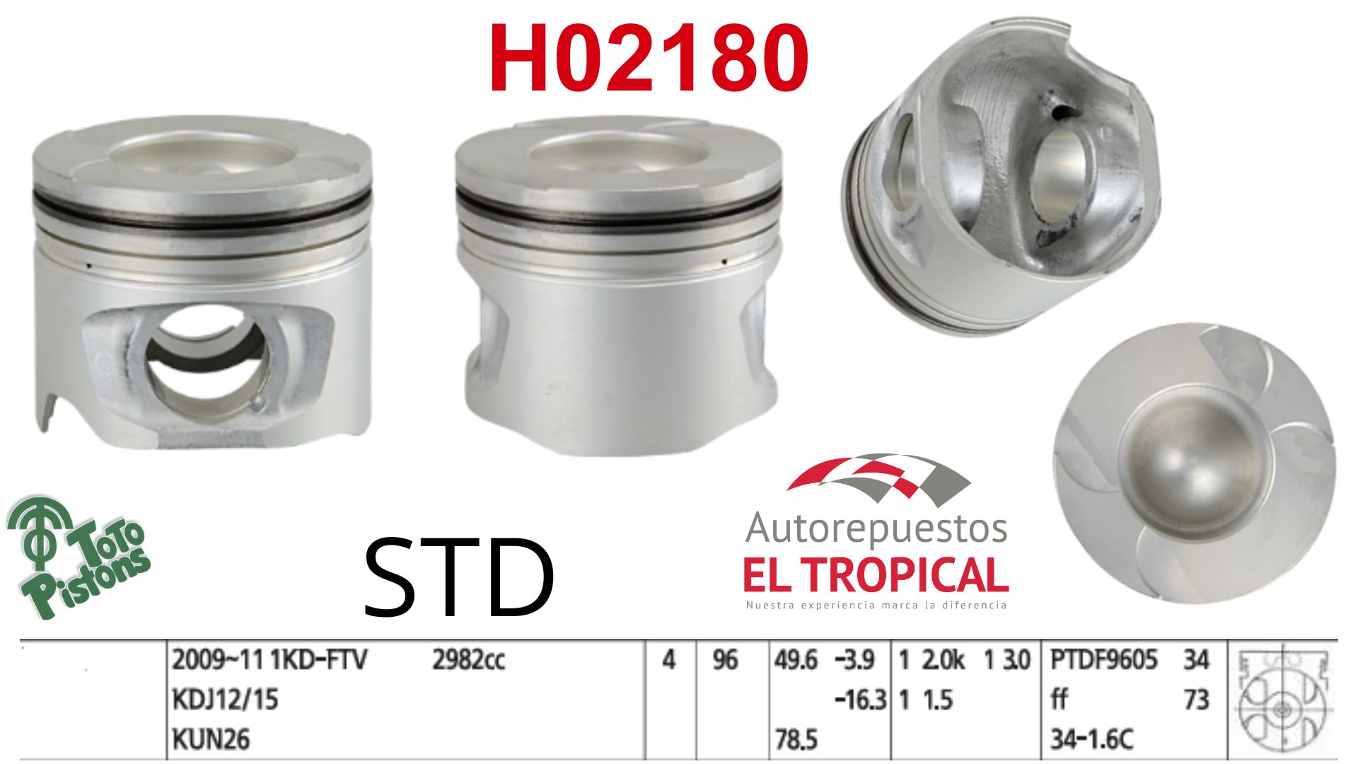 PISTONES STD 1KD FORTUNER HILUX