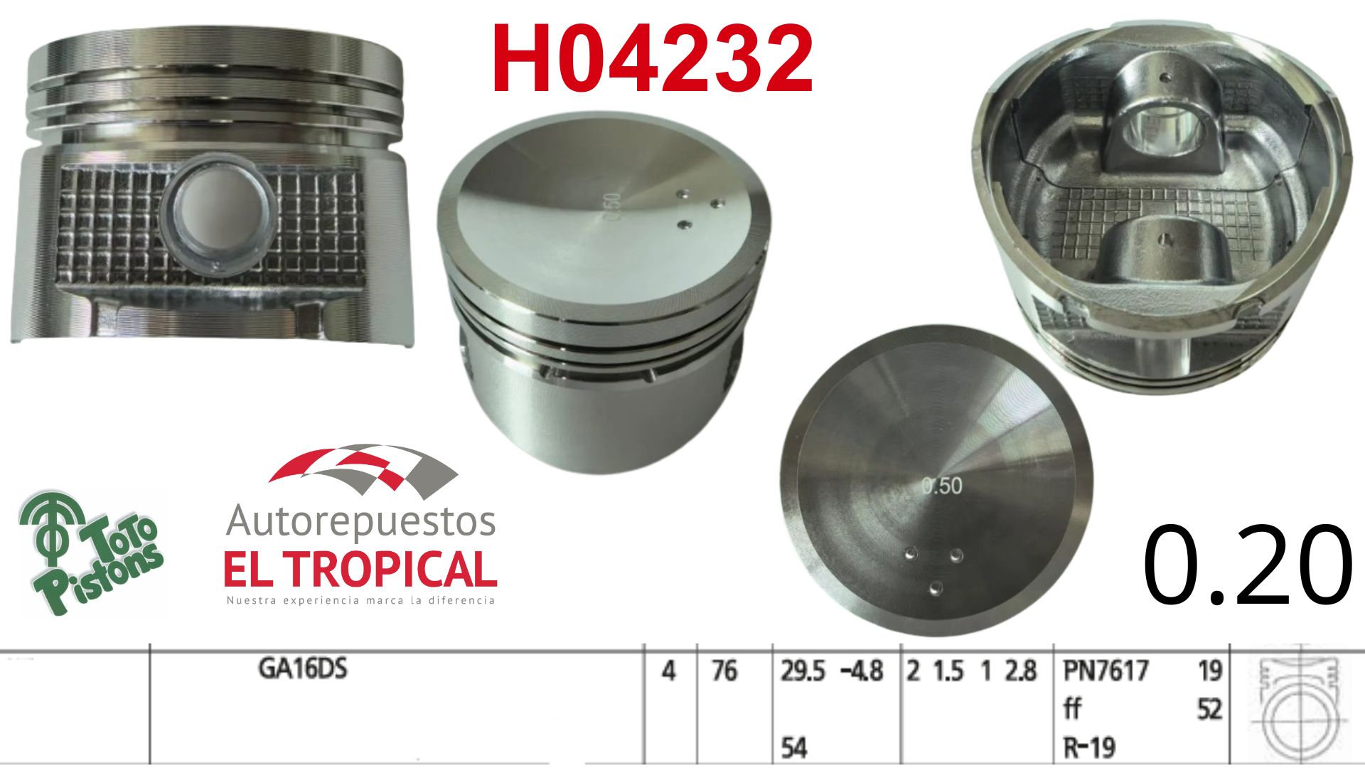 PISTONES 020 GA16i 12V 89-90 B12. QG16