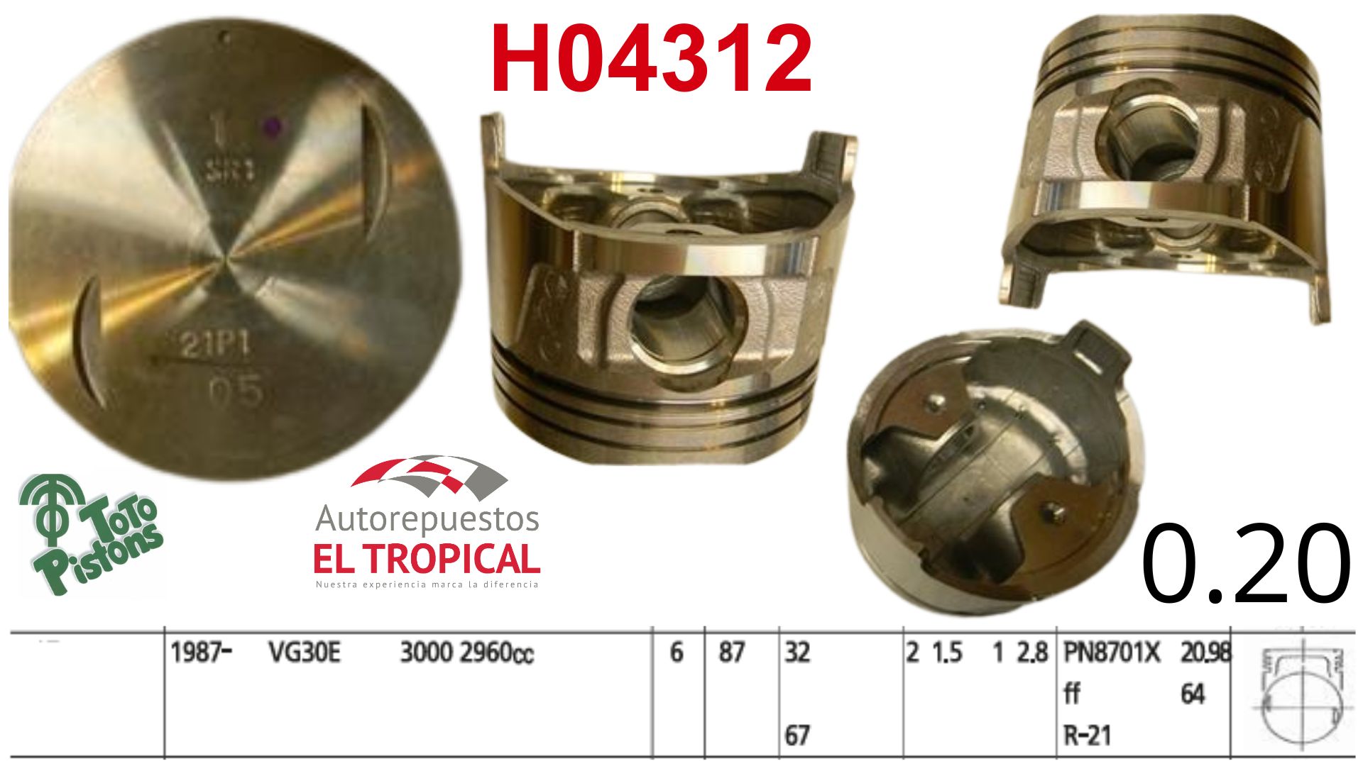 PISTONES 020 VG30i SOHC C/SEG. MAXIMA