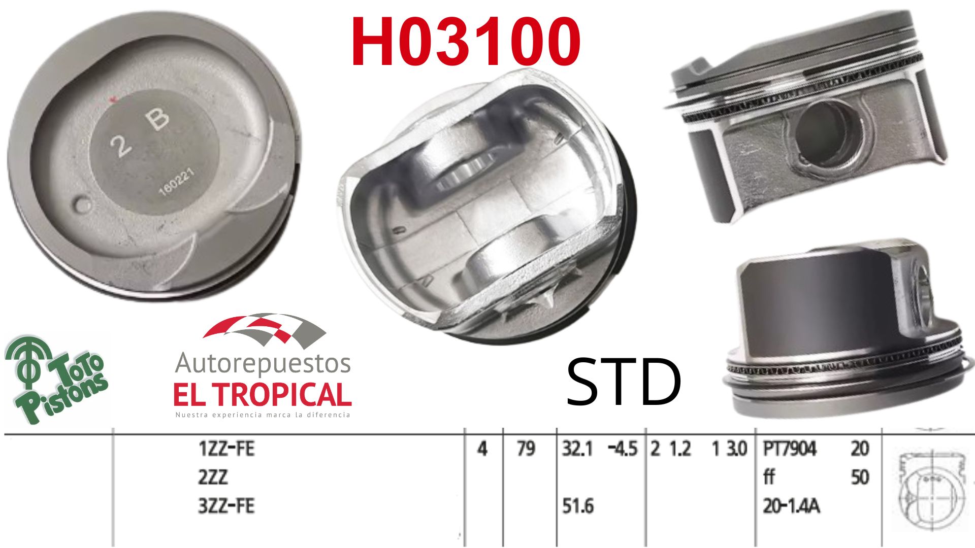 PISTONES STD 1ZZFE 1800cc 00-